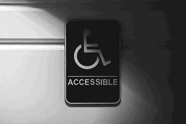 A sign with the accessibility symbol.