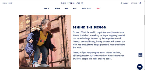 A screenshot of Tommy Hilfiger's Adaptive Campaign.