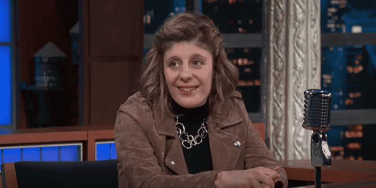 Carly Fleischmann playing host on the Late Night Show