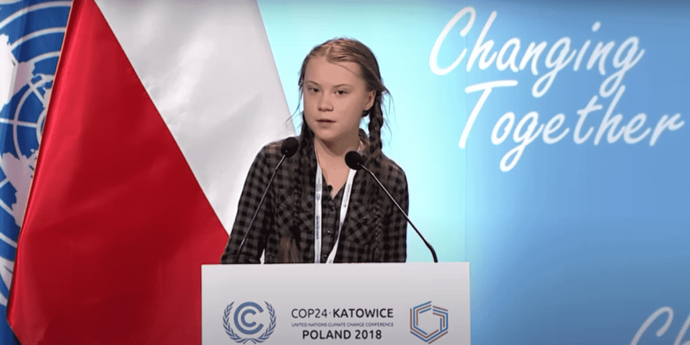 Greta Thunberg speaking at the 2018 UN climate change conference